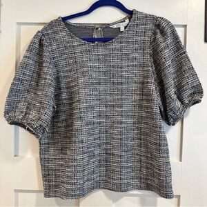 Chic Black and White Tweed Top